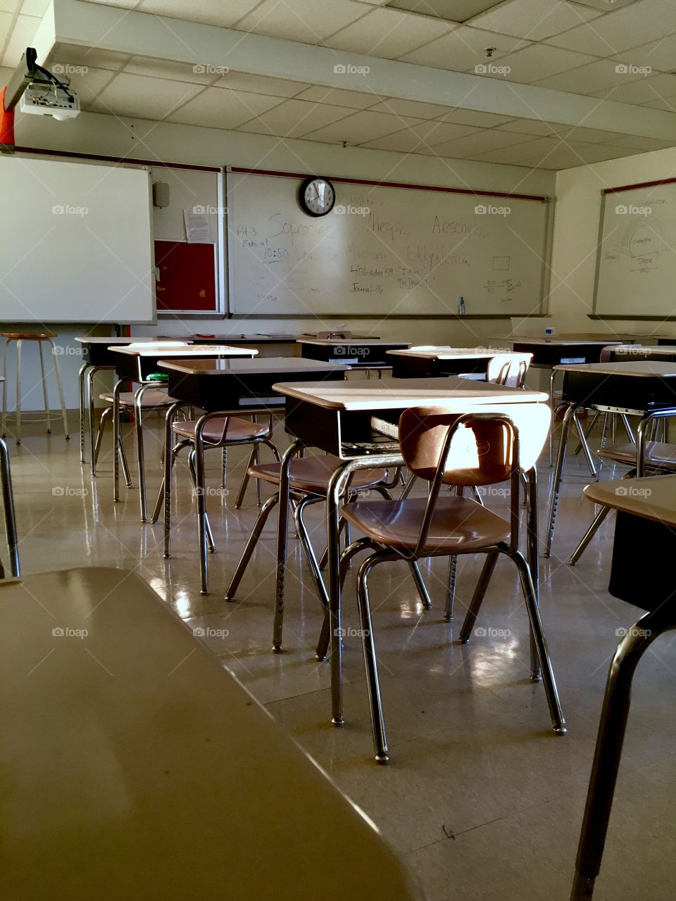 Sunrise in an empty classroom 