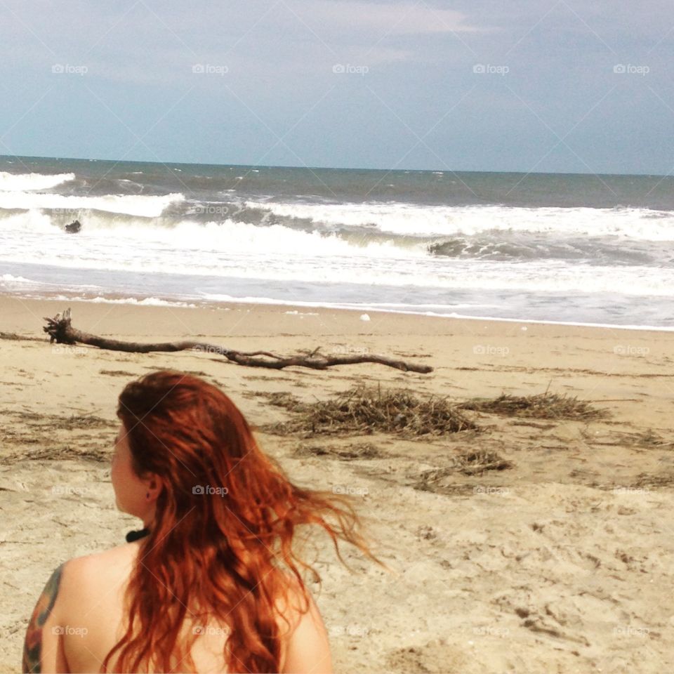 Red hair at the beach