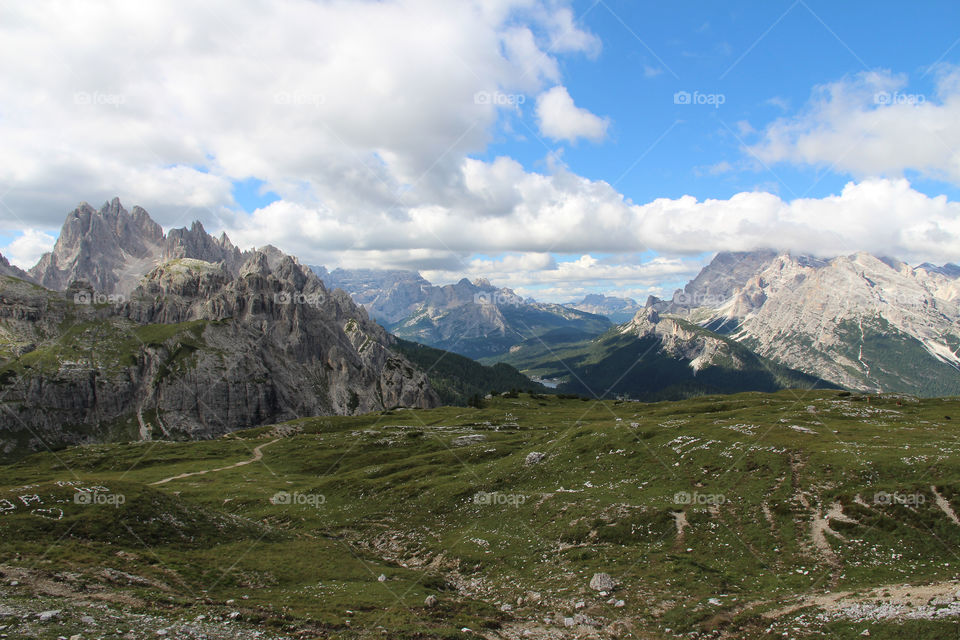 Beautiful panoramic view of the mountains in the Dolomites Italy 