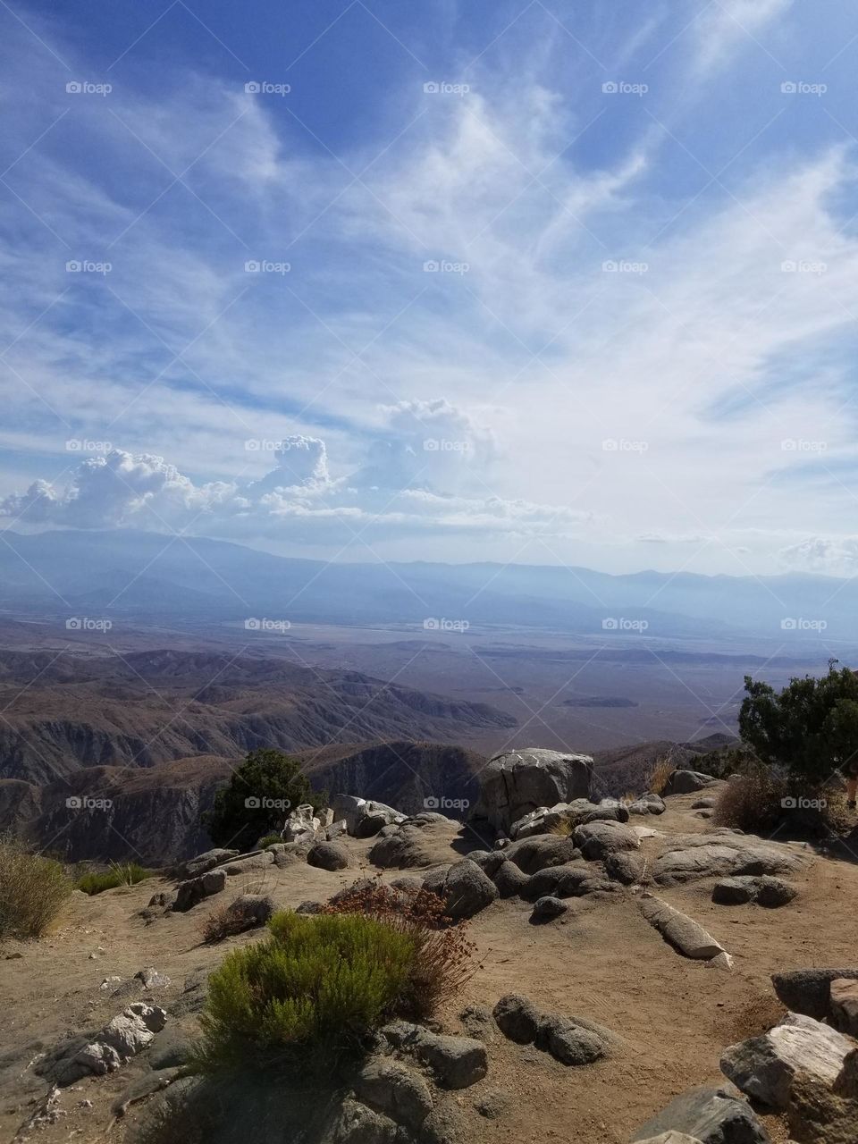 Overlooking the barren landscape of the California Mojave Desert.