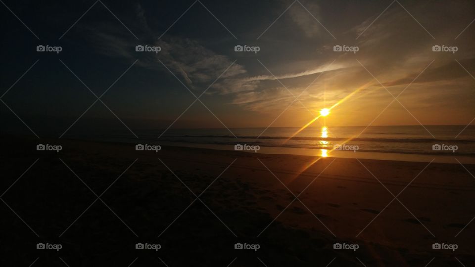 Morning Sunrise Over the Atlantic Ocean at Sandbridge, Virginia Beach, Virginia