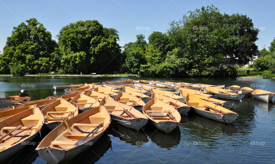 Boats in the lake. Park in Paris 