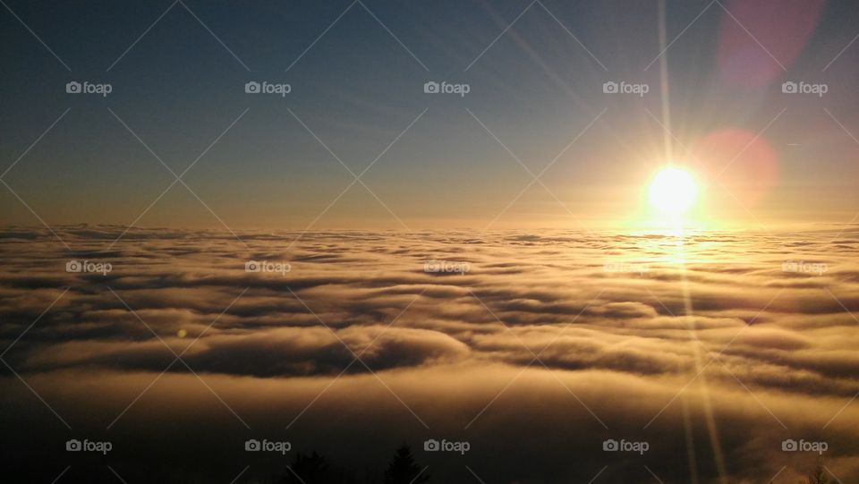 sunset over clouds