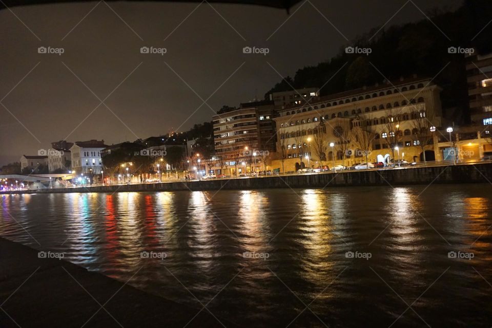 City#view#lake#lights#night#reflect#buildings