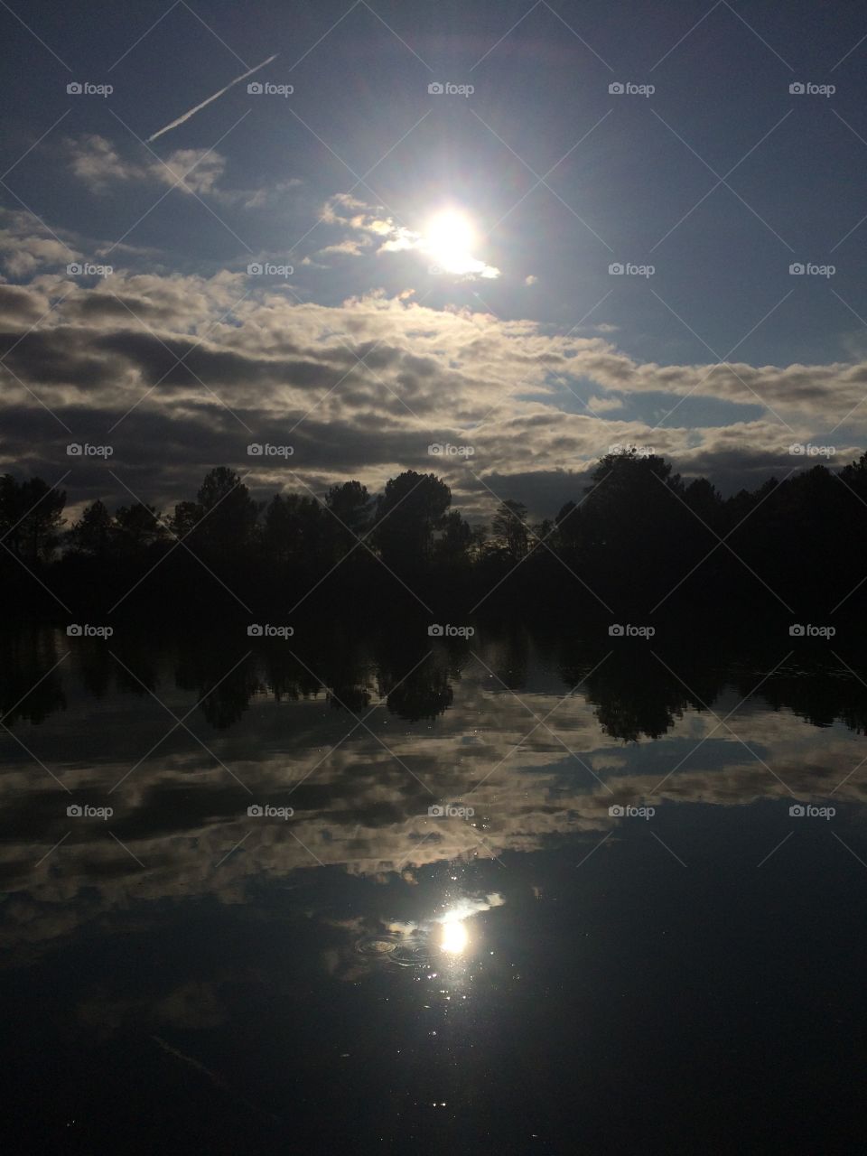 Sun reflecting on the lake 