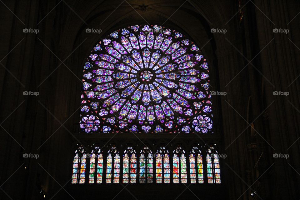 How pretty is glass work at the famous Notre Dame cathedral?