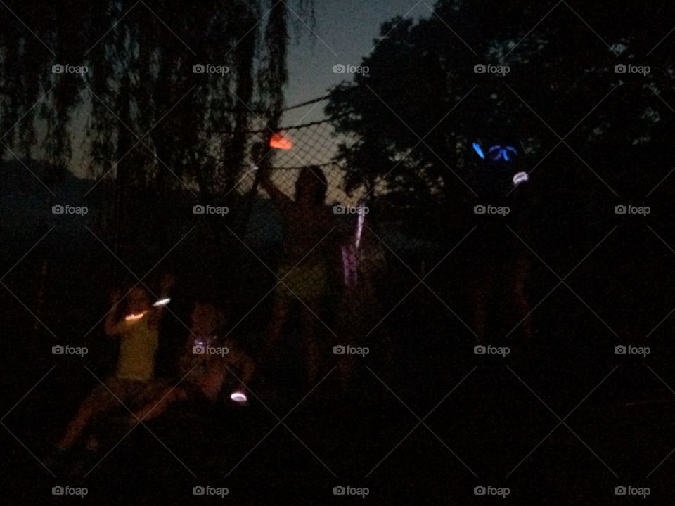 Glow Sticks, kids, and a Trampoline