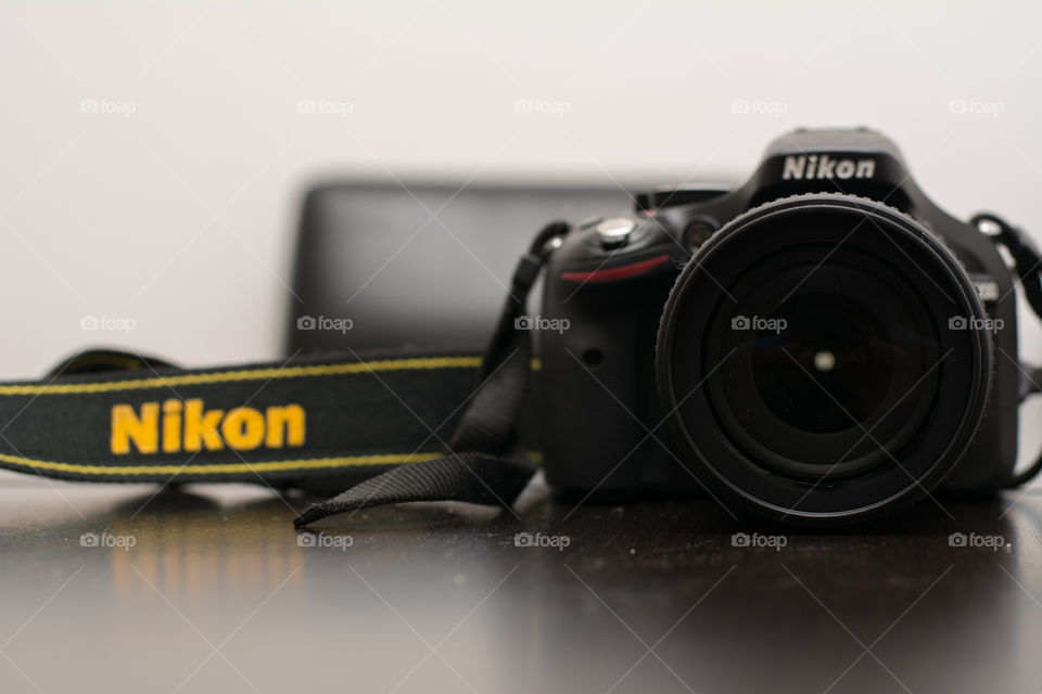 Nikon camera on the table