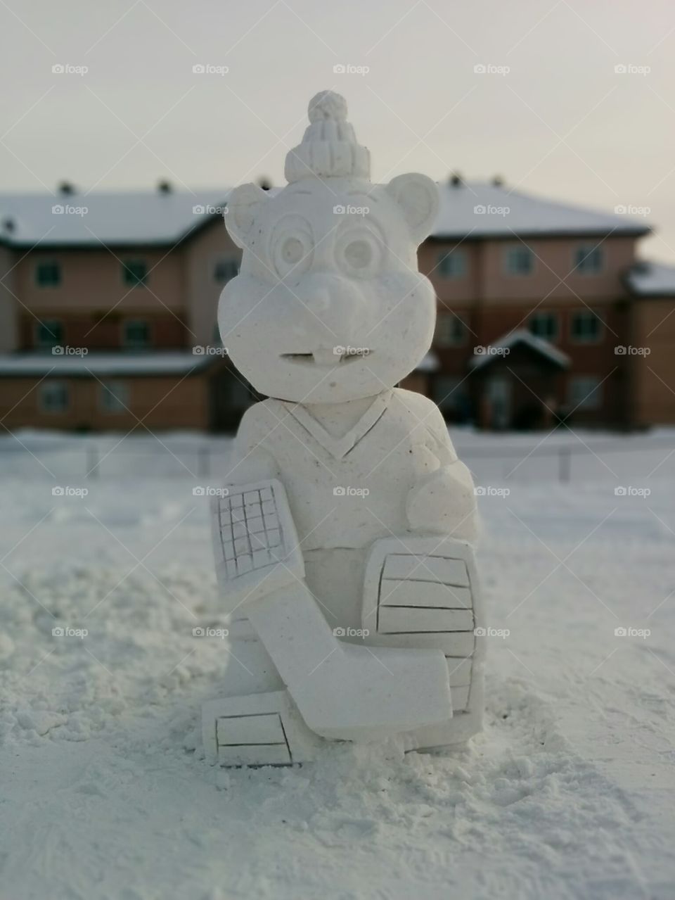 Groundhog snow sculpture