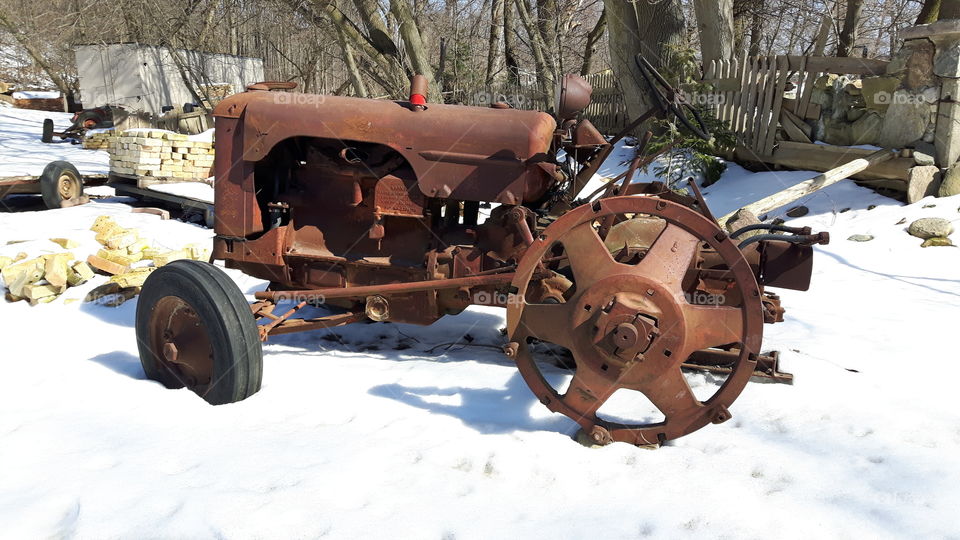 An old rusty tractor