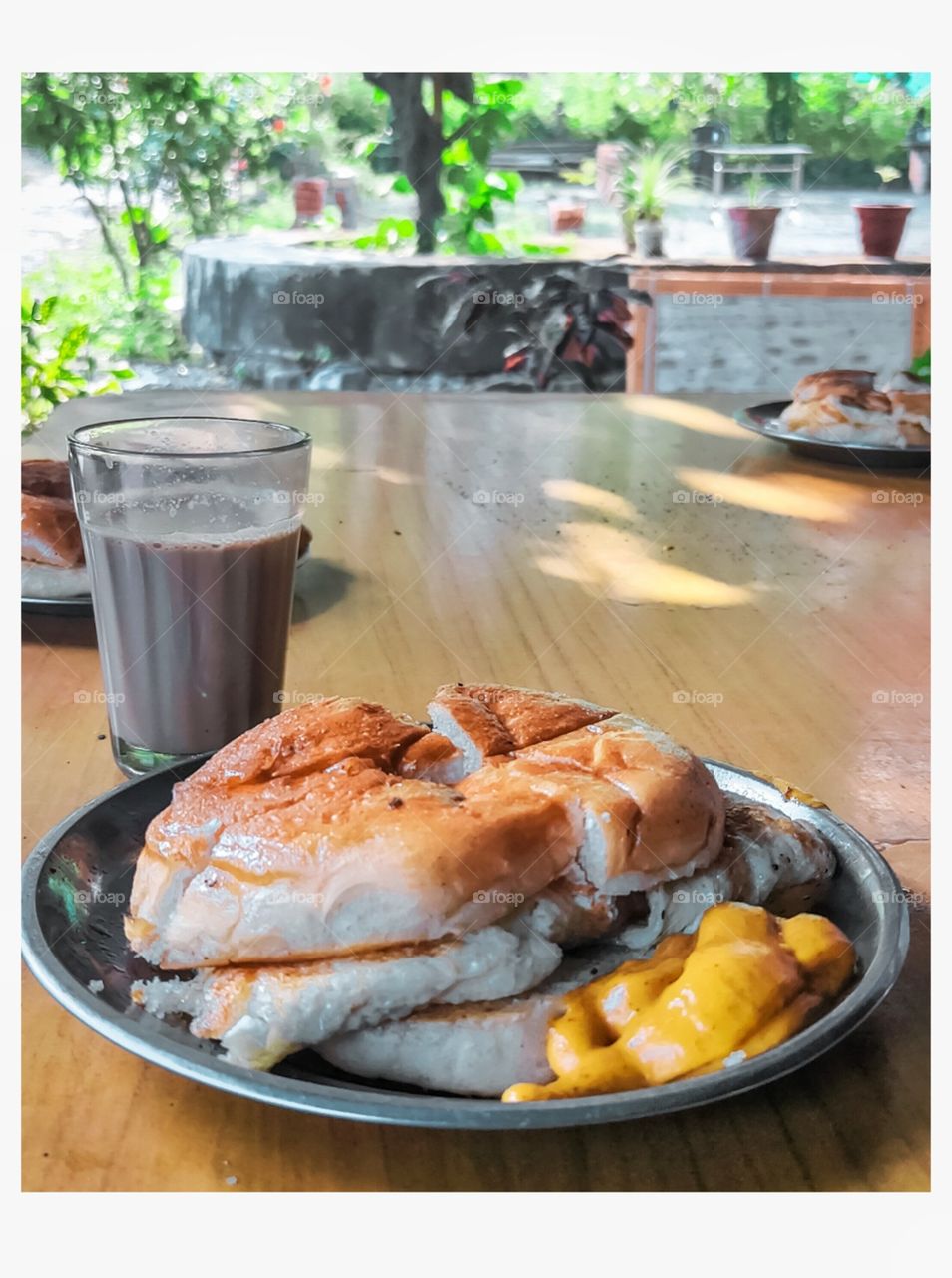 This Chai(Tea) and Bread Omelet with mustard sauce, welland quick made .
