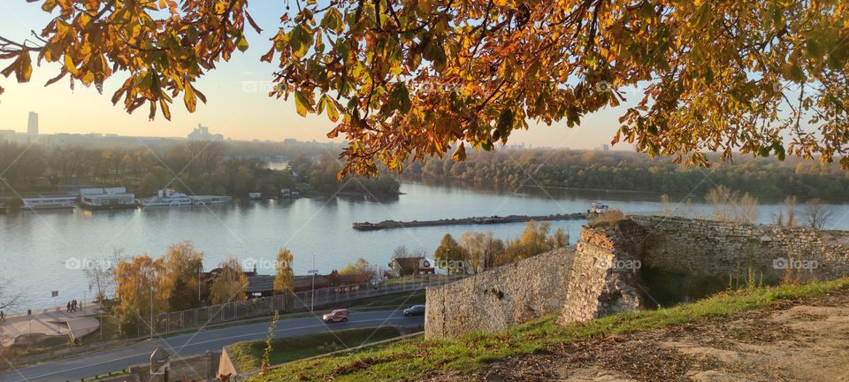 This is a lovely view from Belgrade in nature.The rivervis Danube.