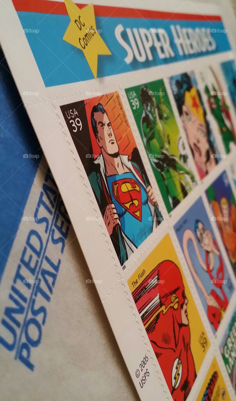 Vintage 2005 DC Super Hero Stamps. Spring cleaning and wonderful find