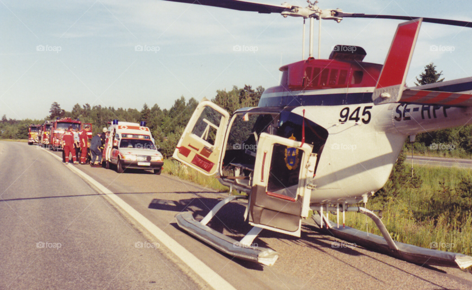 helicopter ambulance accident firetruck by MagnusPm