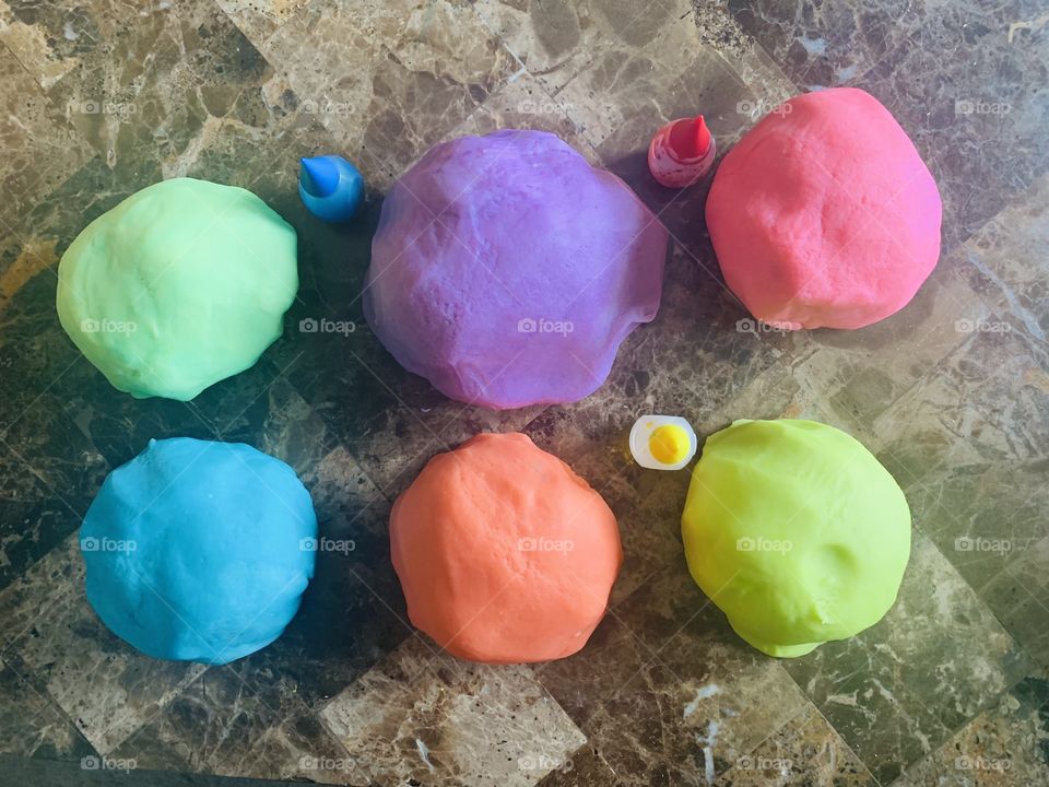 Homemade play dough flat lay 