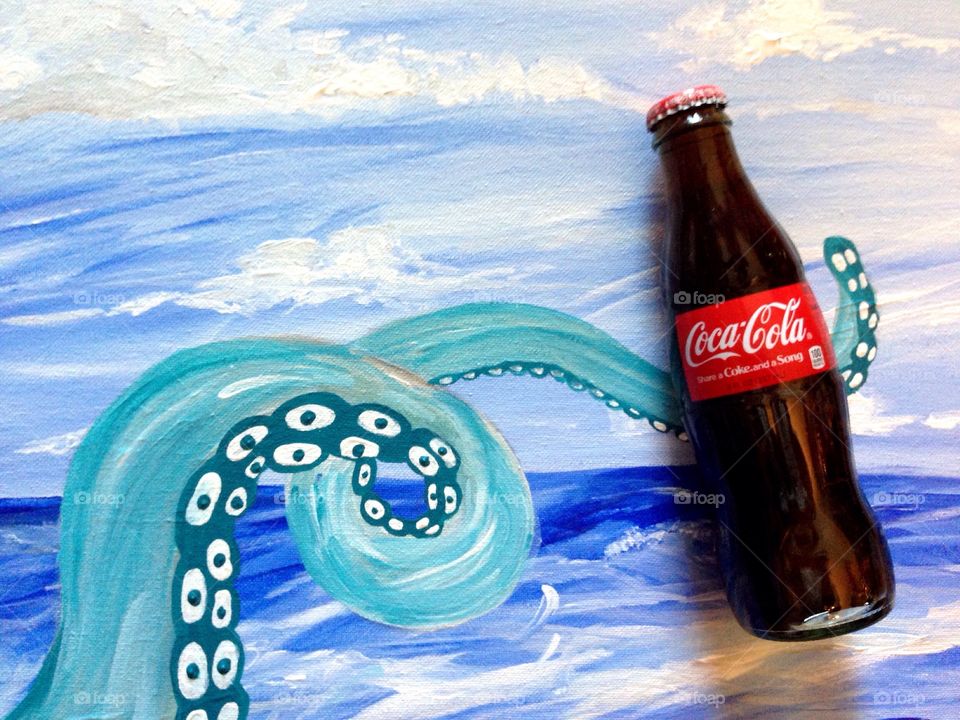 Everyone enjoys a coca-cola! Even octopus!