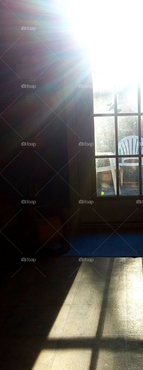 sunset coming through window