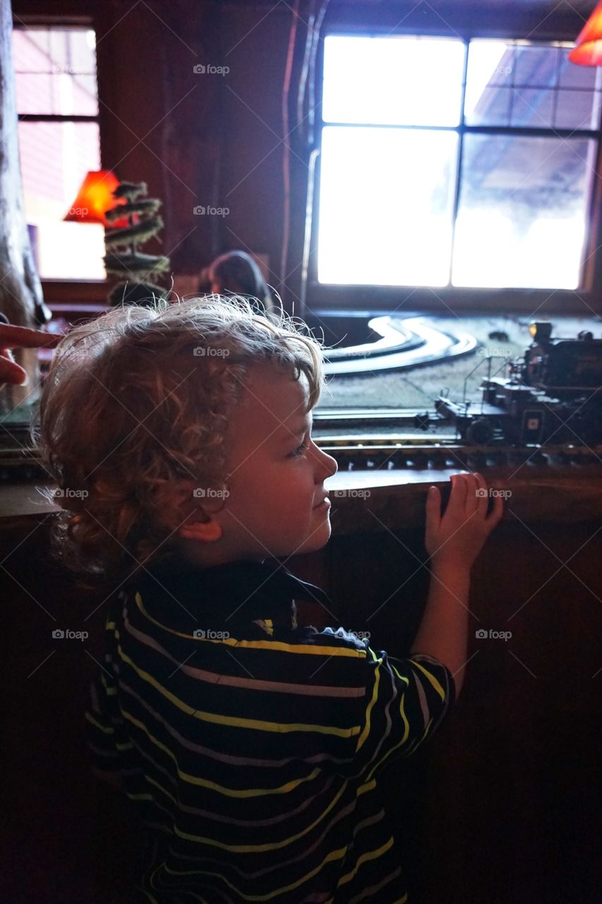 Waiting on the train to bring his food 
