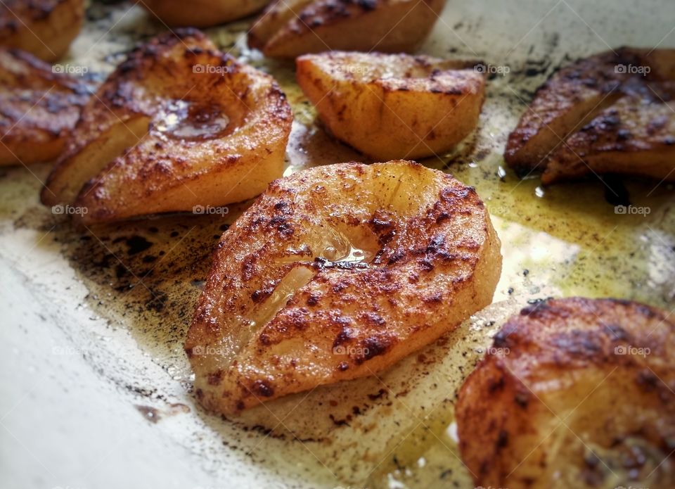 Cinnamon pears hot out of the oven