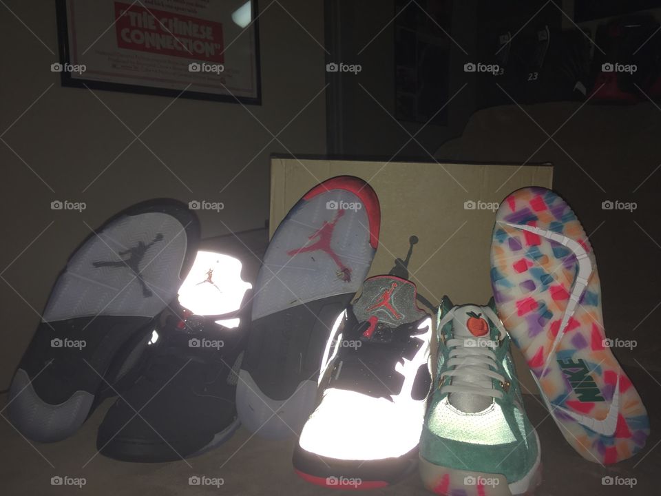Nike - Jordans; pic taken with flash to show their true colors.