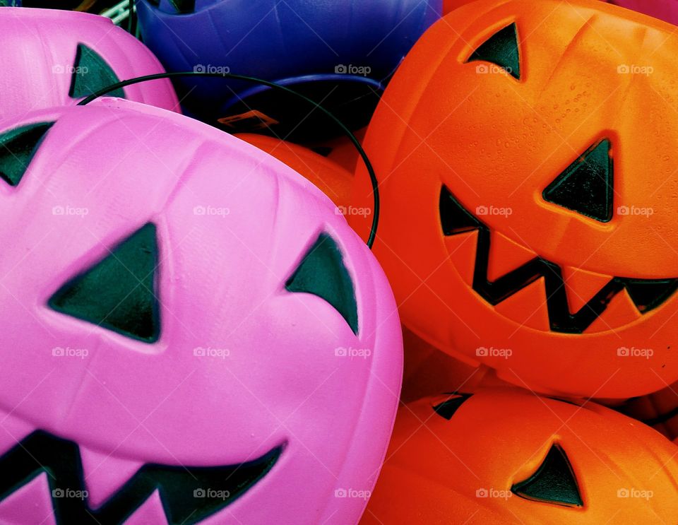 Halloween pumpkin candy bag Lantern plastic carrier colorful