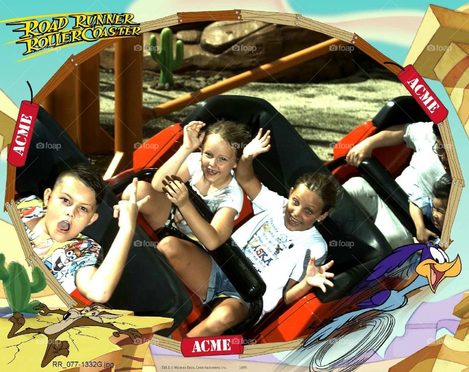 kids on an amusement ride