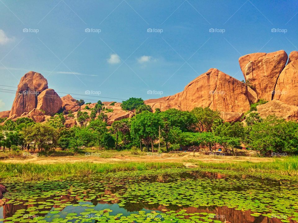 Natural photography - Madurai- mountain and pond 