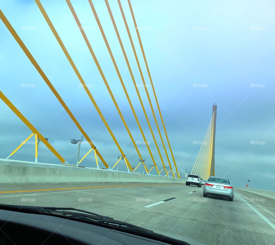 Driving over the Skyway bridge to a fun destination.