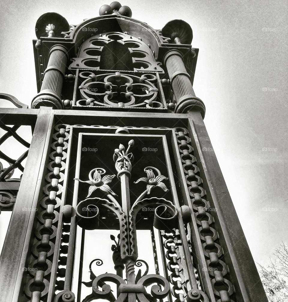 black and white iron gates
