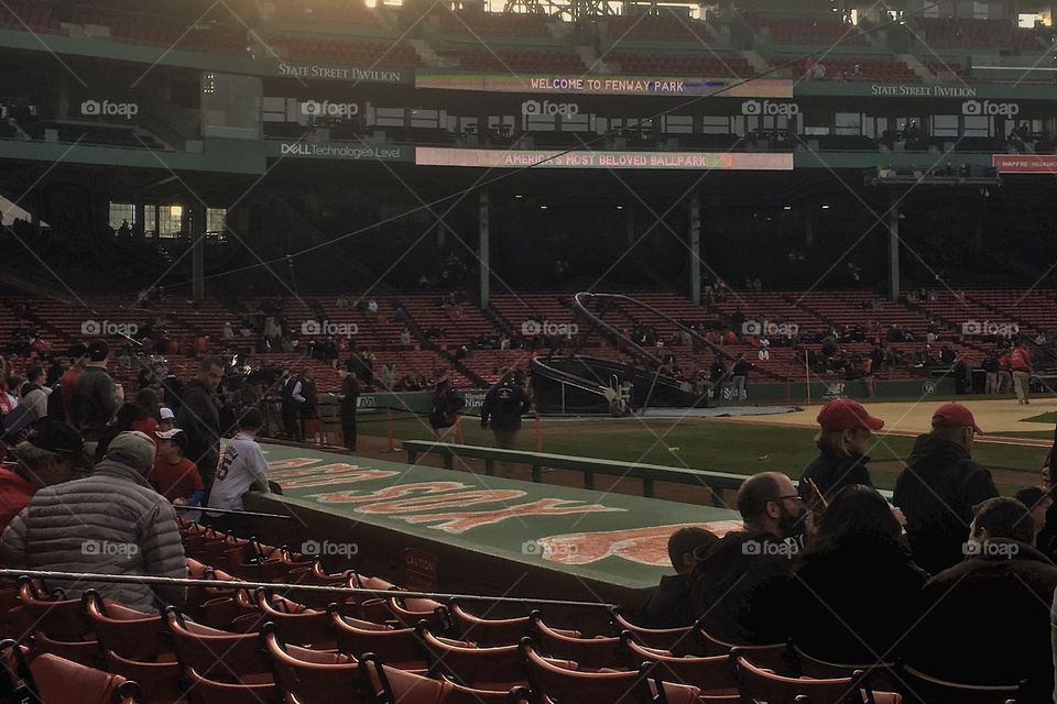 Boston Red Sox dugout at Fenway Park on Star Wars Day 2017. 