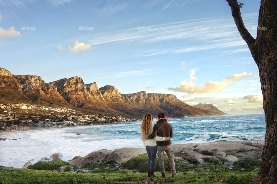 cauple at the sunset on the beach