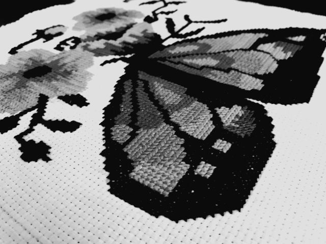 black and white, butterfly, beautiful, flowers, handmade