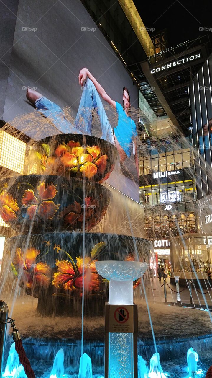 Beautiful artificial fountain in the street of Kuala Lumpur Malaysia