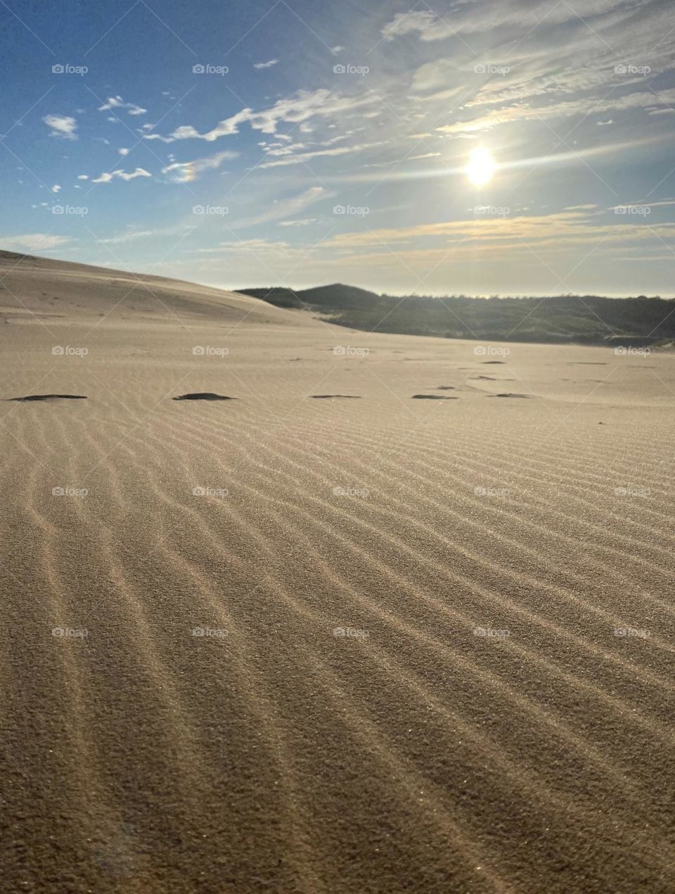 Ripples in the sand at dusk. 