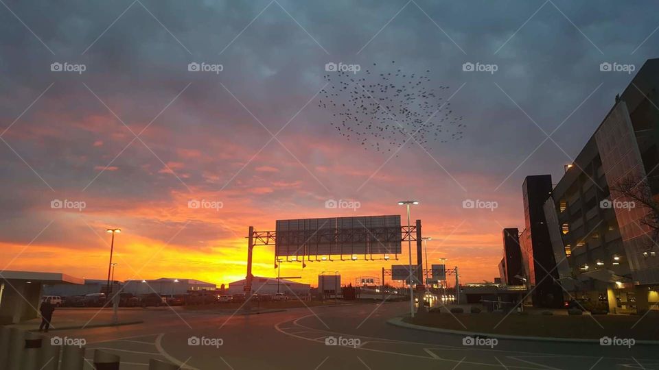 Sunset at Milwaukee Airport