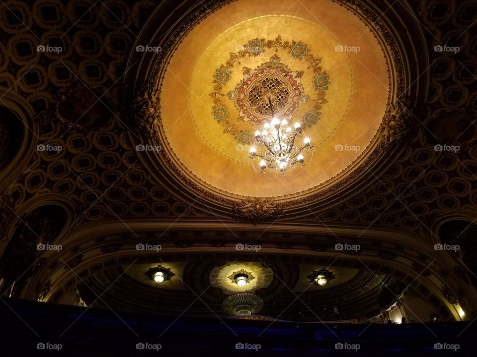 The Arvest Bank Theatre at The Midland, Kansas City, MO, USA on October 15, 2017 architecture ceiling chandelier