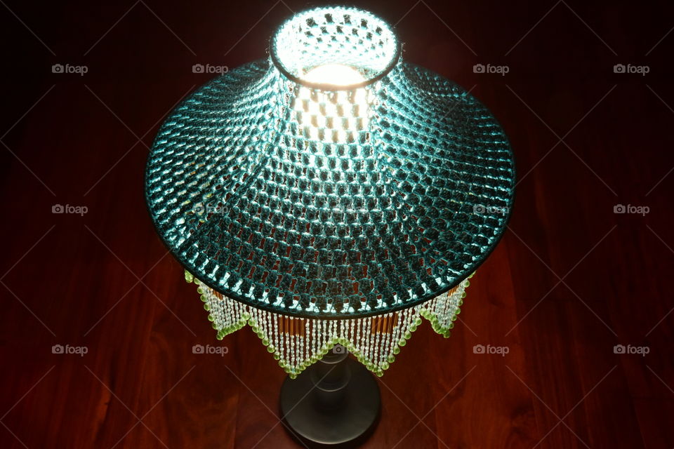 Light through blue lampshade