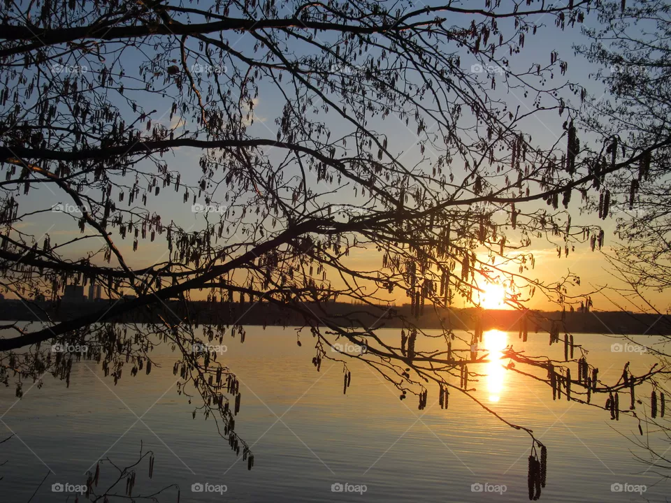 sunset over the river