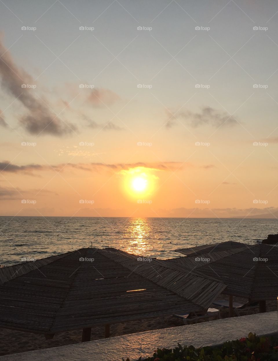 Sunset over the seashore of Cozumel