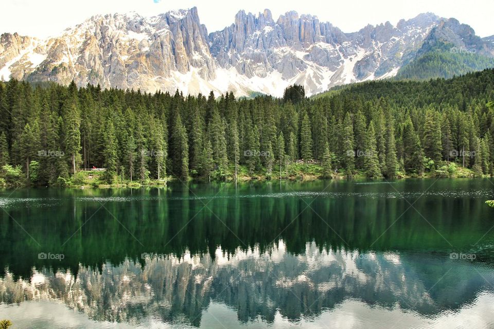 Landscape view of lake of carezza