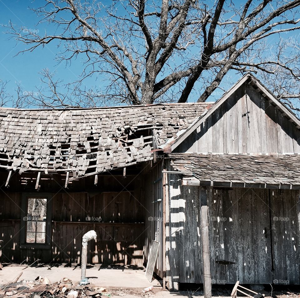 Dilapidated farm house. 