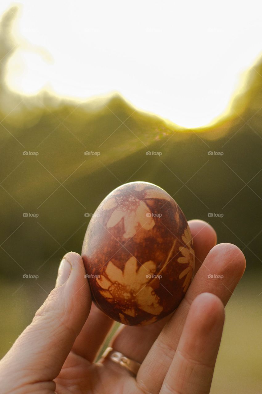 Naturaly dyed easter egg. Dyed with onion skin.