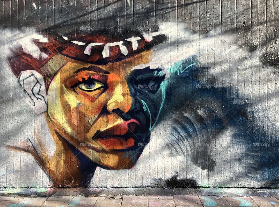 Mural woman face, street art