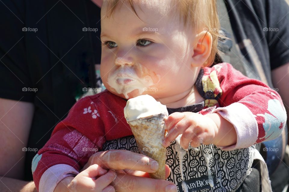 Baby Girl Eating Ice Cream Cone