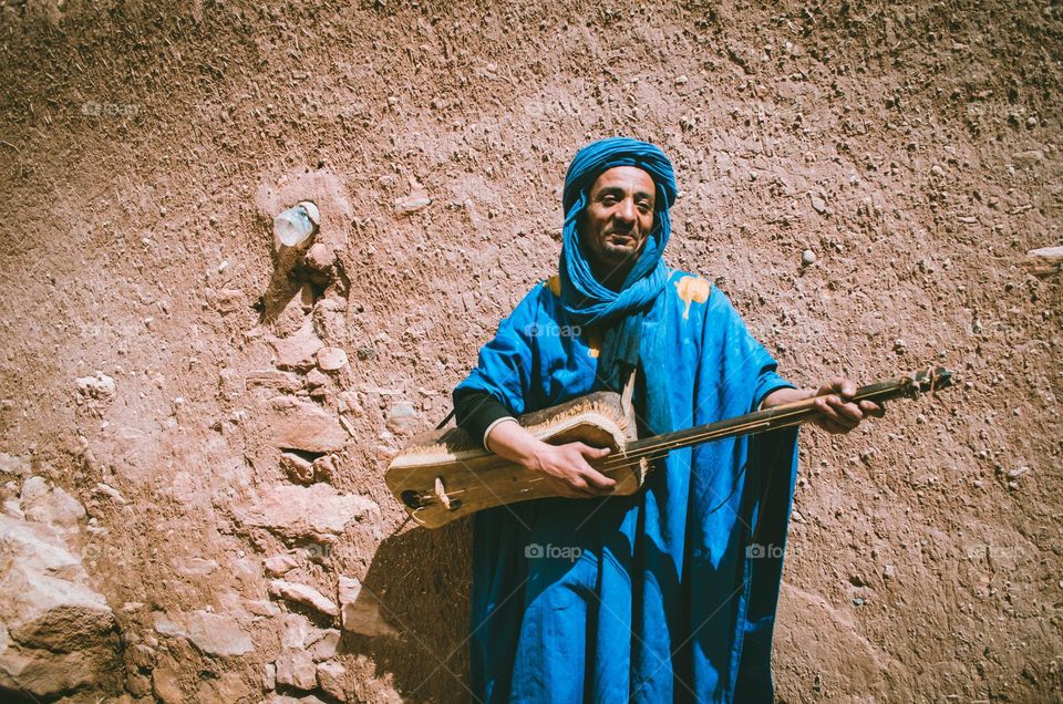 Traditional musician from the heritage of Marrakesh, Morocco