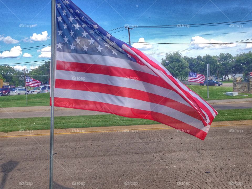 American pride. American flag at a car show 