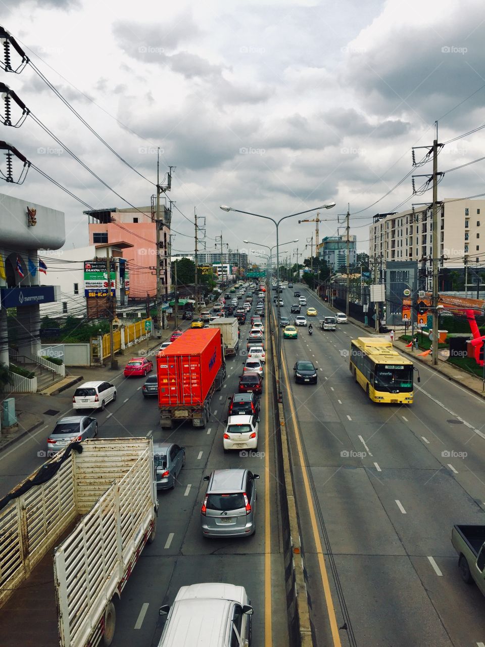 Bangkok transportation in the morning cloudy day