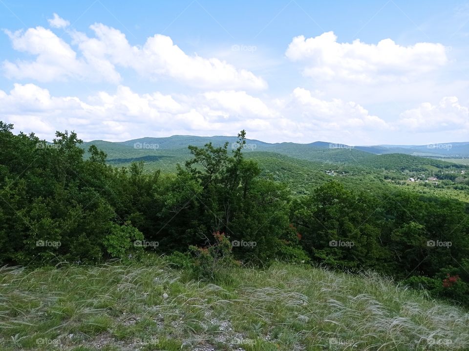 Forests and mountains. View from the mountain. Nature.