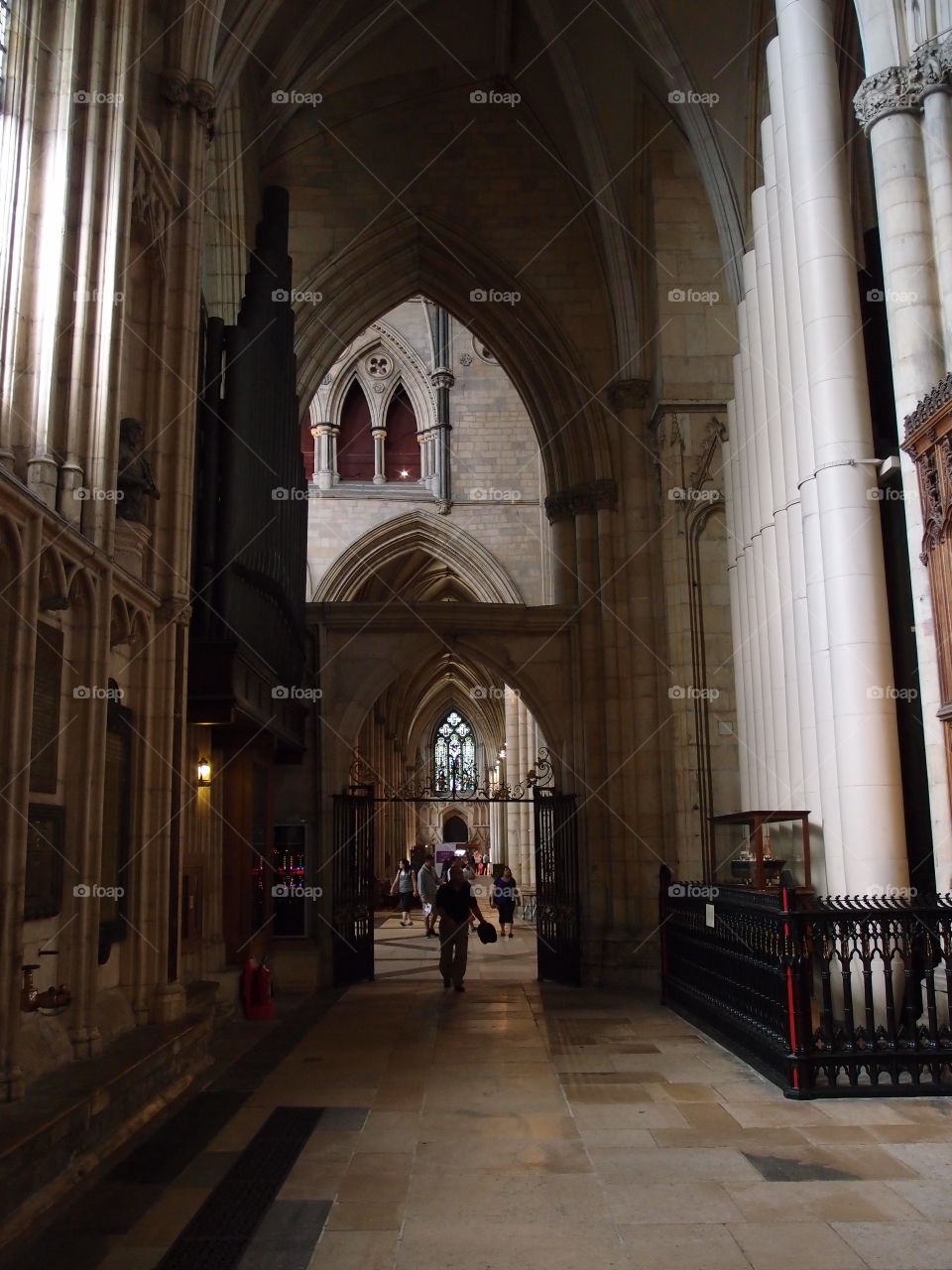 View of the famous York Minster with lots of people on summer vacation 