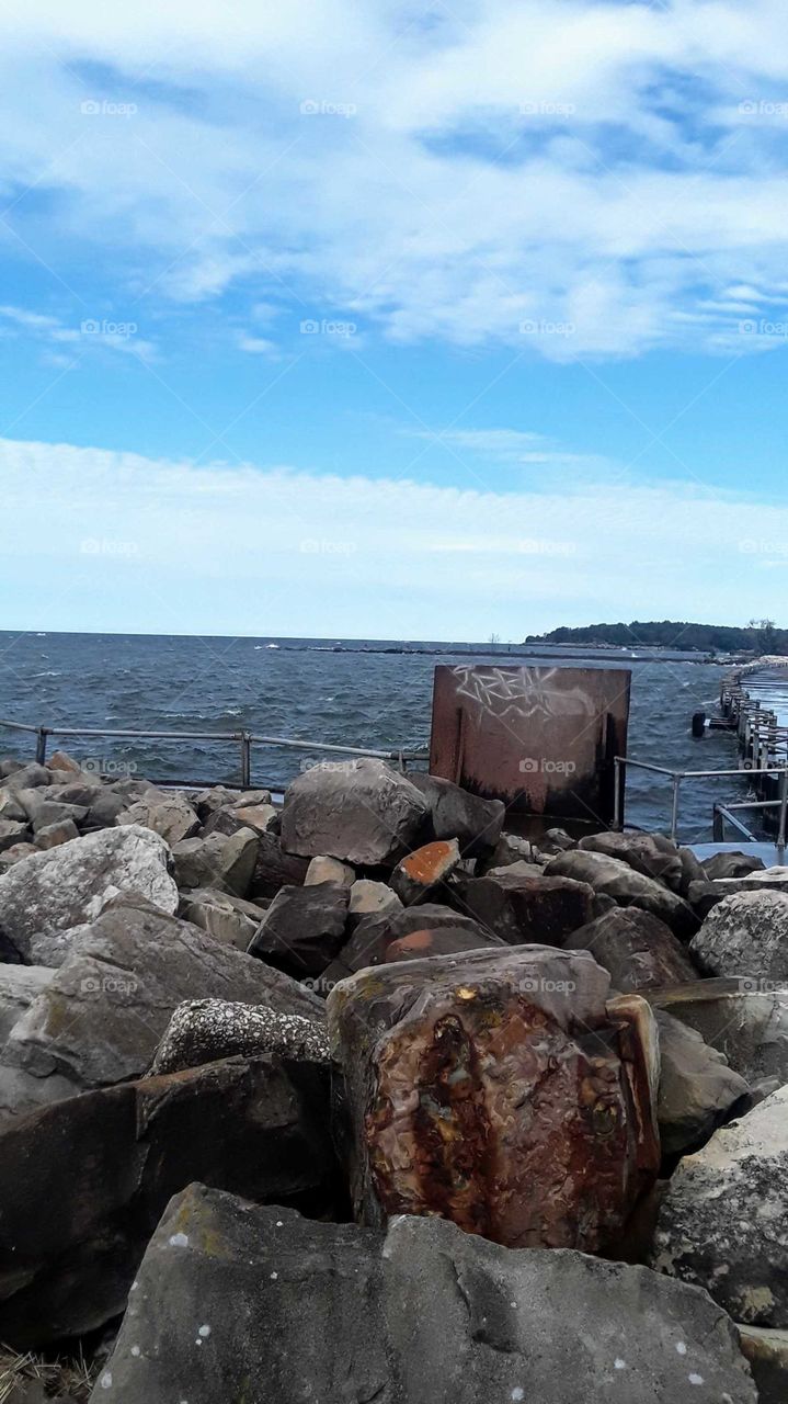 seawall on Lake Erie